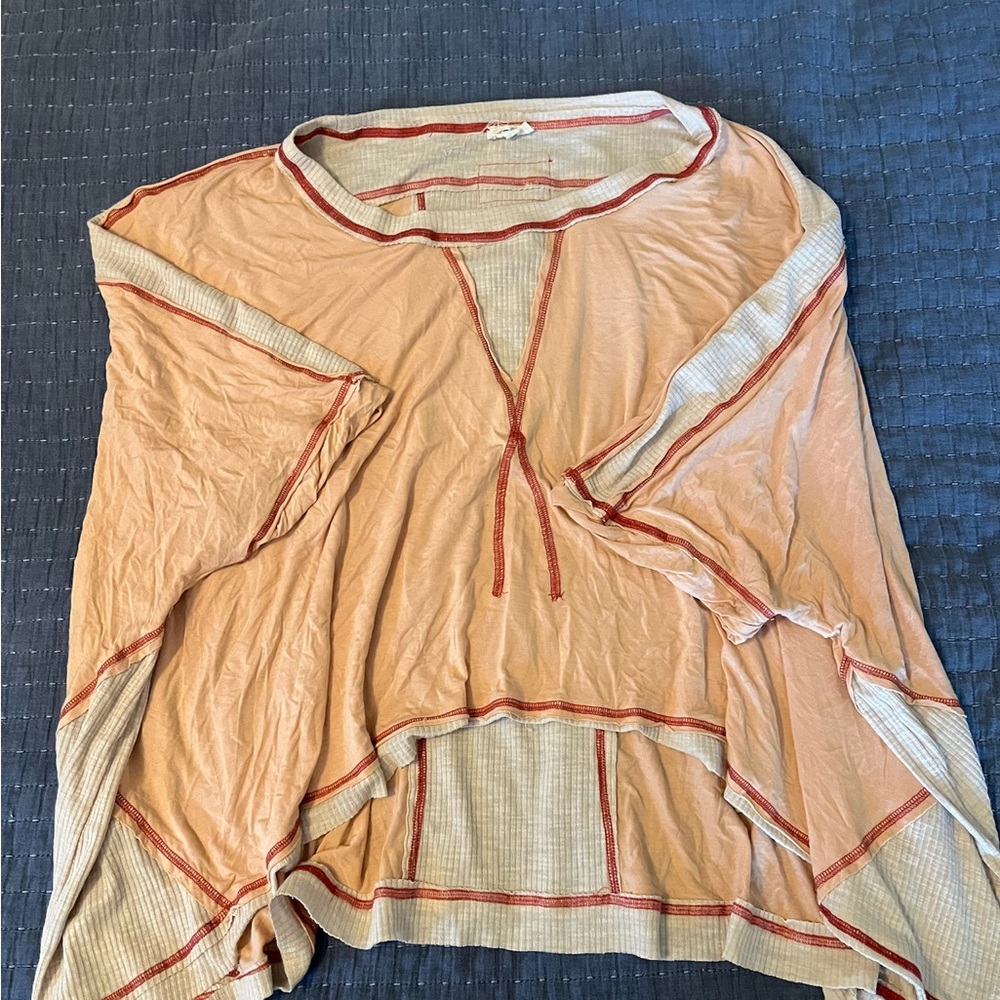 Women's Tan and Red Top